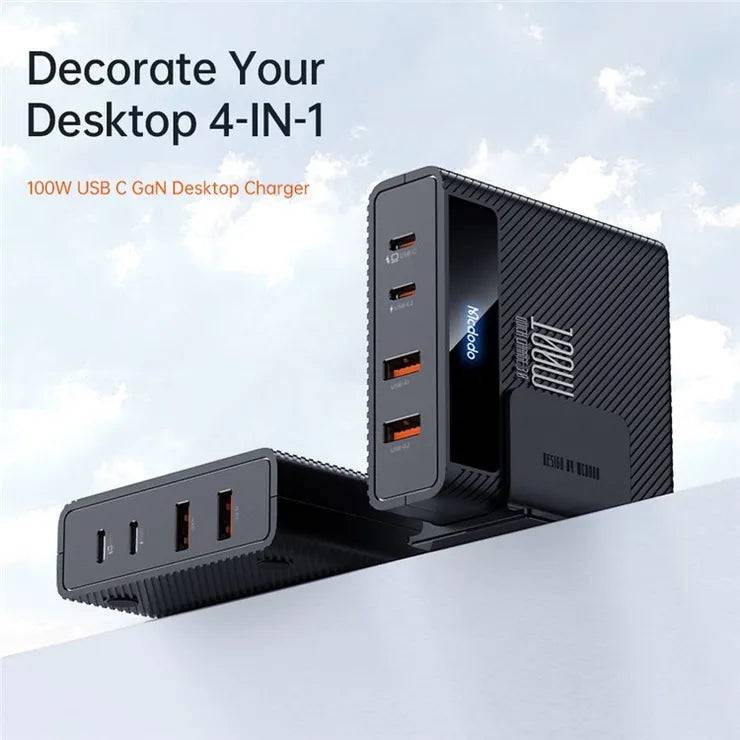 MCDODO CH-180 MDD Type-C PD 100W Fast Charger Station 4-in-1 Desktop GaN Phone Charger - UK Plug - TQ STORE