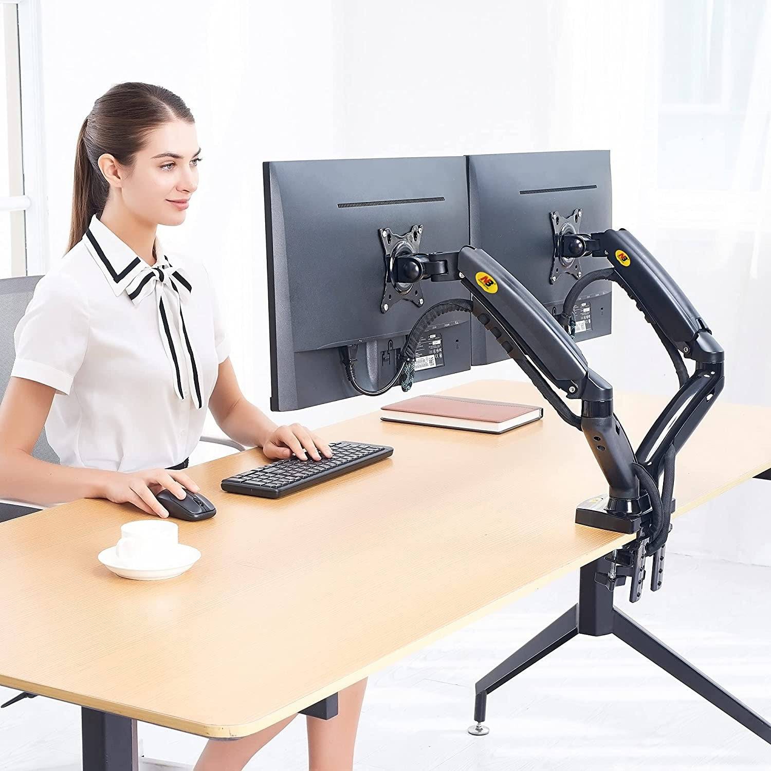 NB NORTH BAYOU DUAL MONITOR DESK MOUNT ST MOTION SWIVEL COMPUTER MONITOR ARM FOR TWO SCREENS17-27 INCH - TQ STORE