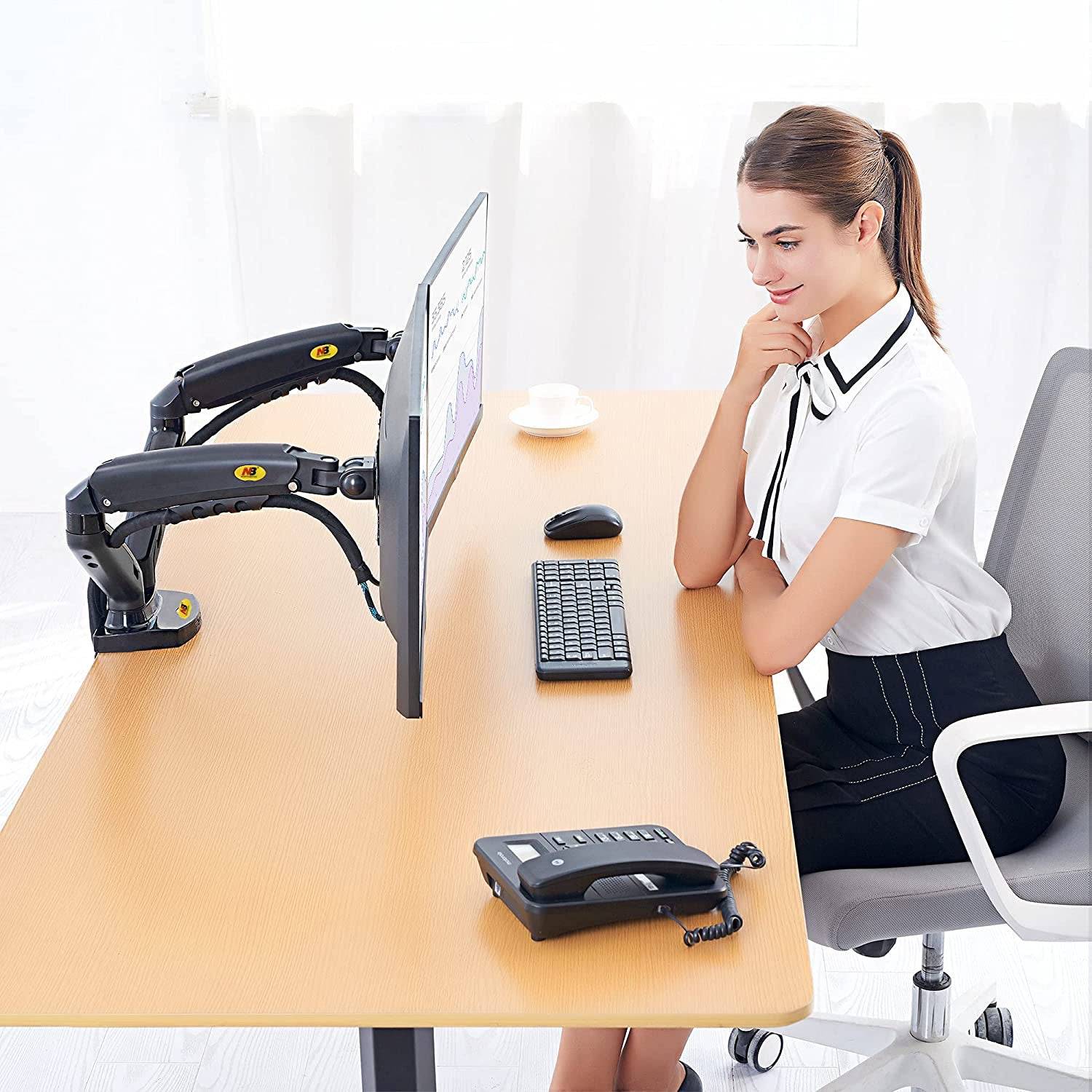 NB NORTH BAYOU DUAL MONITOR DESK MOUNT ST MOTION SWIVEL COMPUTER MONITOR ARM FOR TWO SCREENS17-27 INCH - TQ STORE
