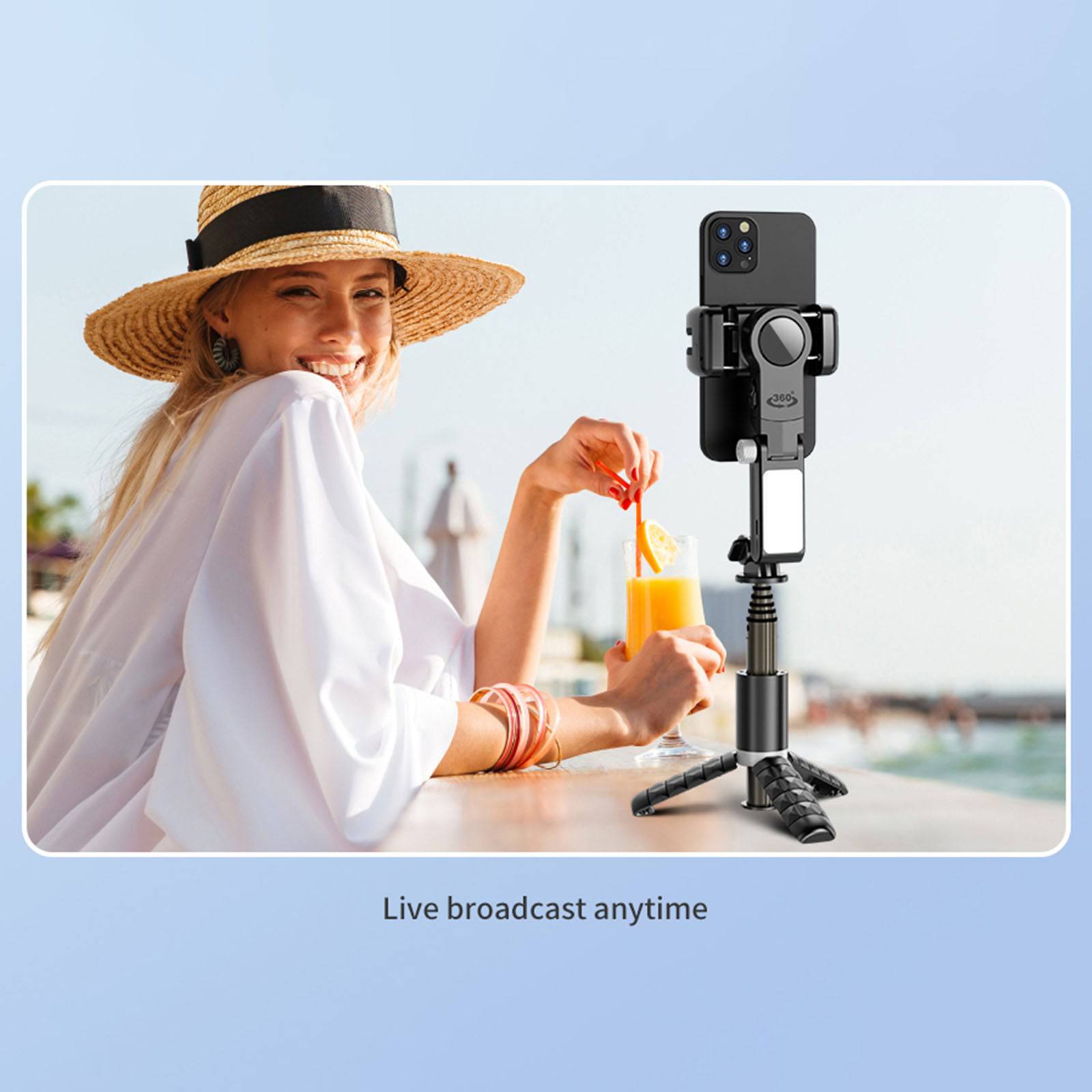 Q18 Desktop Selfie Stick Tripod with Fill Light Tripod Gimbal Stabilizer - TQ STORE