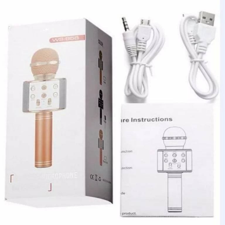 WS-858 Wireless Bluetooth Karaoke Handheld Microphone USB KTV Microfone Player Bluetooth Mic Speaker Record Music Microphone - TQ STORE