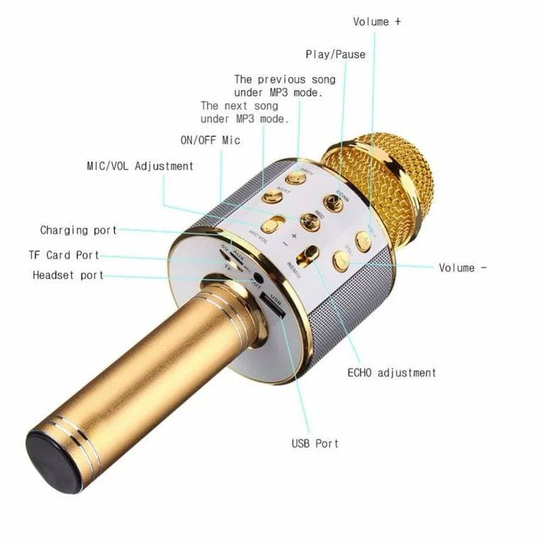 WS-858 Wireless Bluetooth Karaoke Handheld Microphone USB KTV Microfone Player Bluetooth Mic Speaker Record Music Microphone - TQ STORE