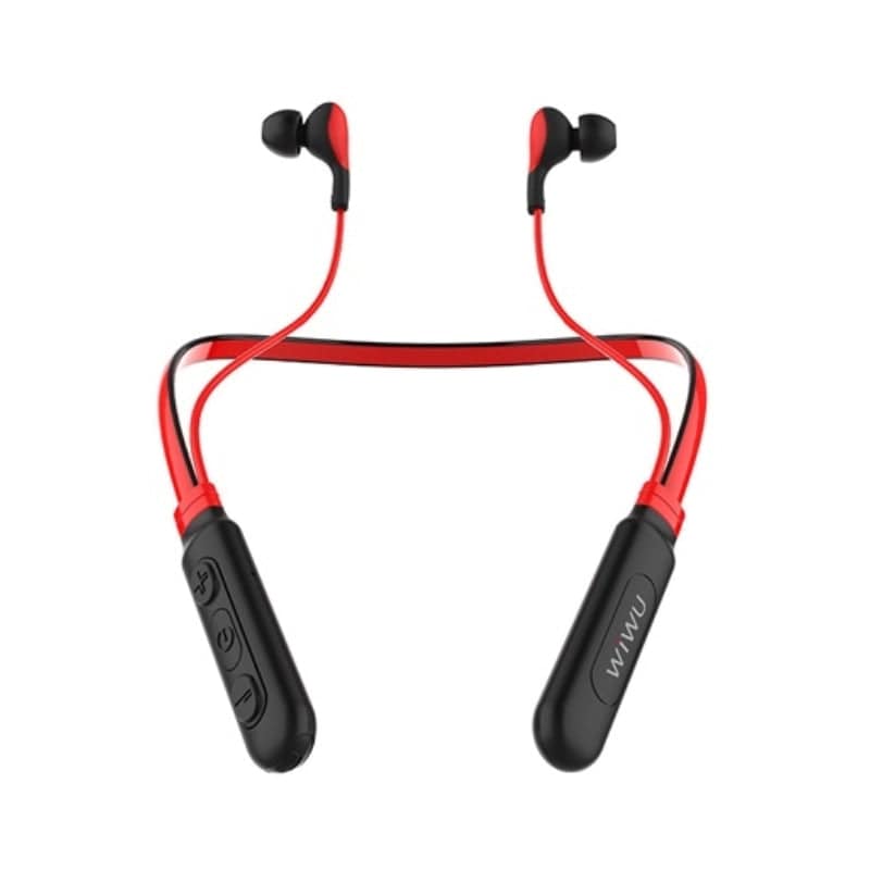 WiWU Runner neckband Bluetooth headset front view showing earbuds