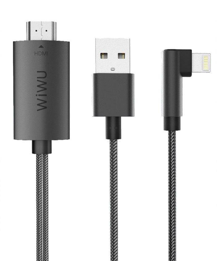 WiWU X7 Lightning to HDMI cable front view nylon braided design